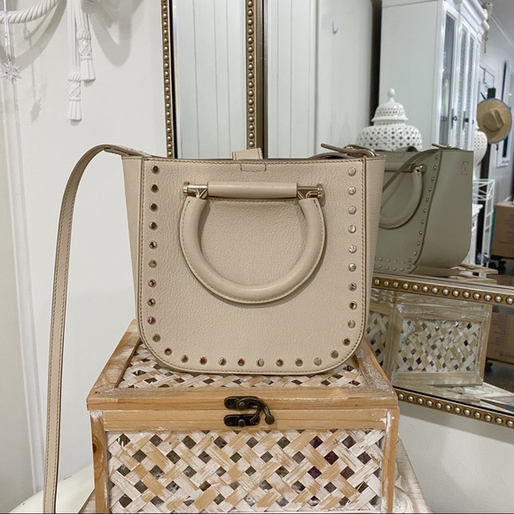 Reiss Bags Reiss Biege Crossbody Bag Studded Leather Classical